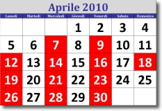 calendario di aprile 2010