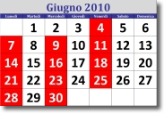 calendario di giugno 2010