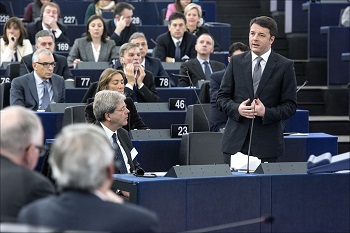 Immagine di Matteo Renzi al Parlmento UE