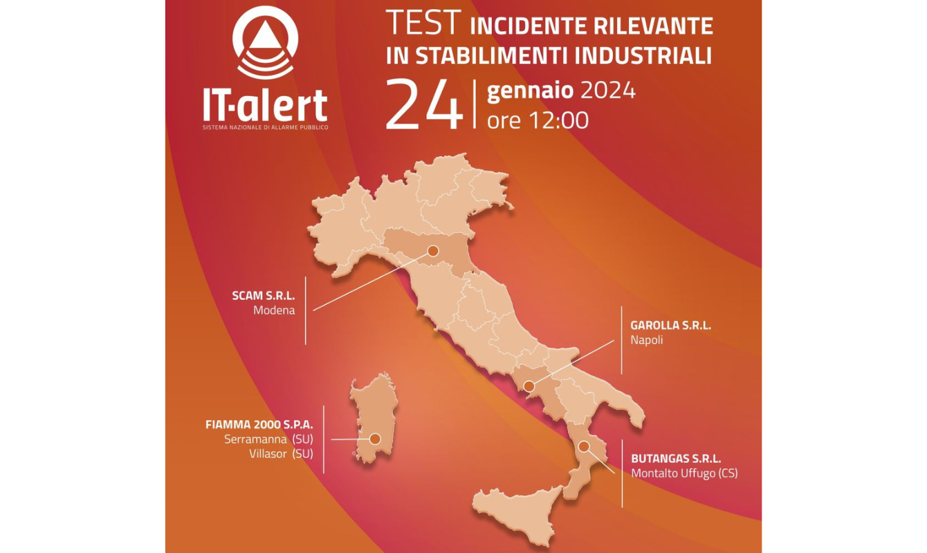 Município de Nápoles – ID-Alert, teste do sistema nacional de alarme público em Nápoles em 24 de janeiro