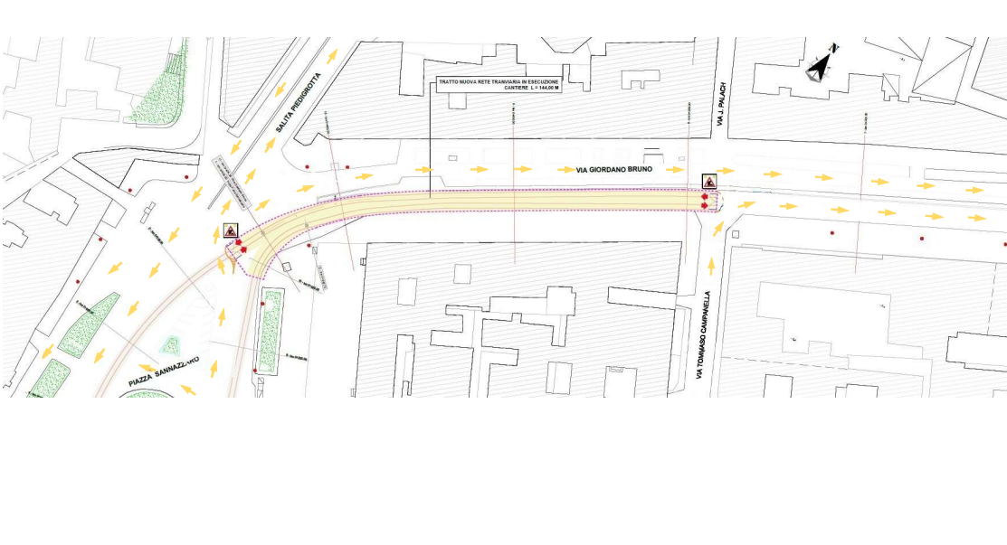 Cantierizzazione via Giordano Bruno