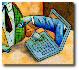 disegno esemplificativo di una truffa online