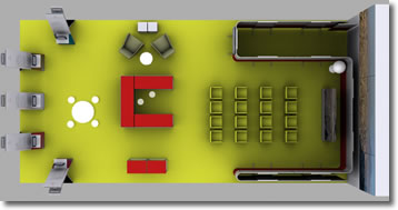 riproduzione al computer dello stand del Comune di Napoli