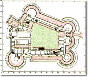 disegno di sezione del castello
