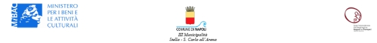 loghi del Ministero per i Beni e le Attività Culturali - Municipalità 3 Comune di Napoli e Sorpintendenza Archeologica Napoli e Pompei