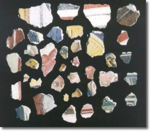 coloured fragments of decorations