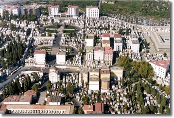 un'immagine dall'alto di un cimitero cittadino