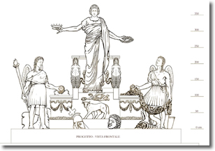 disegno della vista frontale del progetto del gruppo marmoreo "partenope"