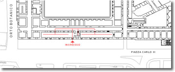 piantina topografica che illustra il percorso di visita del livello 0 dell'albergo dei poveri