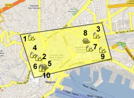 piantina stradale con evidenziati i mercati della municipalità 2