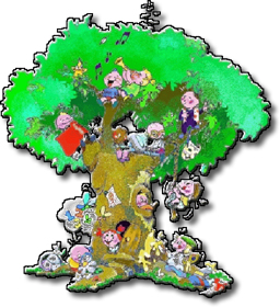 disegno di un albero popolato da bambini e bambine