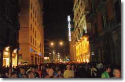 people walking during the "Notte bianca" in Naples