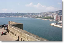 panoramic view of the gulf of Naples from one of castle's balcony