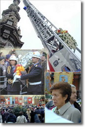 insieme di immagini della cerimonia di offerta dei fiori all'Immacolata