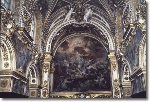 inside of a church, detail of a large-size fresco 