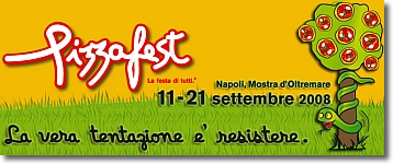 logo dell'evento - scritta "pizzafest" con sulla destra un serpente su di un albero su cui pendono delle pizze