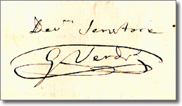 formula di rispetto e firma autografa di Giuseppe Verdi, particolare da lettera datata 3 febbraio 1871