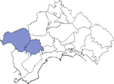 piantina del comune di napoli in cui è evidenziata la municipalità di Soccavo Pianura