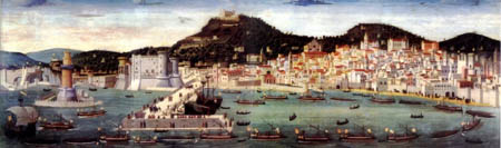 la tavola Strozzi è un dipinto che mostra la città di Napoli, vista dal mare, sul finire del quindicesimo secolo. In primo piano la flotta che rientra nel porto, il Maschio Angioino e la città, alle spalle le coltivazioni sulla collina si san Martino