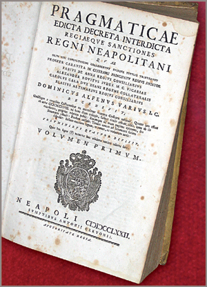 biblioteca, fondo Capitelli - Domenico Alfeno, Pragmaticae edicta decreta interdicta ..., Napoli, 1772