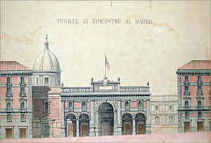 fondo cartografie e disegni, Novelli-Breglia, Galleria principe di Napoli al Museo, fronte di rincontro al Museo, sec. XIX