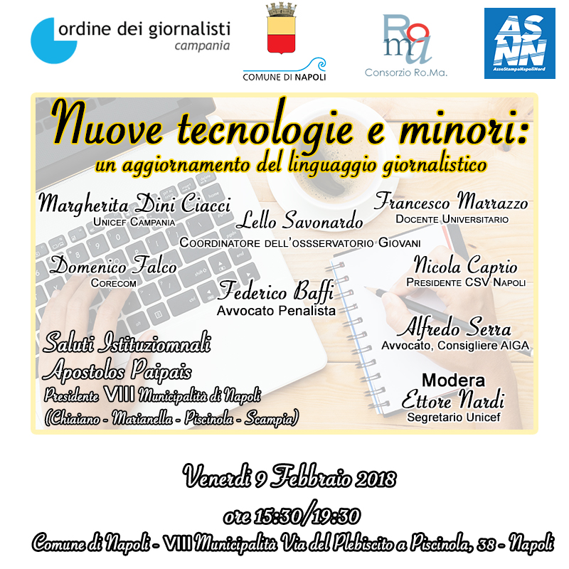 Municipalità 8 - Nuove tecnologie e minori: un aggiornamento del linguaggio giornalistico