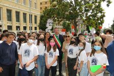 Una foto delle celebrazioni in ricordo del giudice Falcone a piazza Municipio
