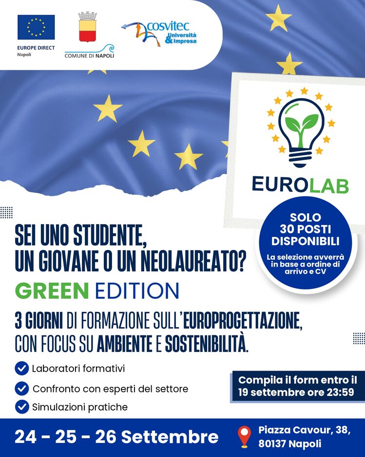 Bando pubblico di selezione per l’ammissione al Corso gratuito online “EuroLab – Green Edition”, nell’ambito del Progetto Europe Direct